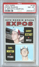 1970 TOPPS #109 CARL MORTON & GARRY JESTADT PSA 8 NM-MT EXPOS ROOKIE STARS