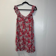 American Eagle Outfitters Red Floral Ruffle V Neck Mini Cottagecore Dress Large