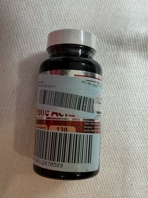 Folic Acid 5000 Mcg Vitamin Supplement Non GMO Gluten Free 120 Exp 8-28
