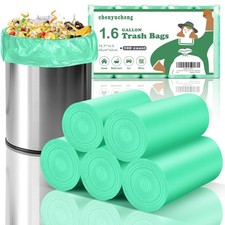 1.6 Gallon Mini Trash-Bags For Bathroom Compostable - Green Small Garbage Bag...