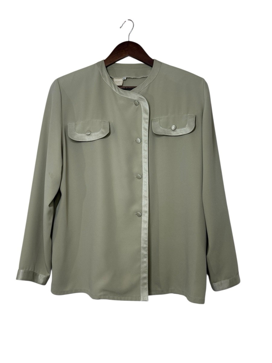 ニナリッチ　S トップス VTG Nina Ricci s4 Long Sleeve Button Up Chiffon Blouse Satin Trim