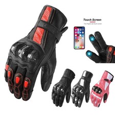 Leather Motorcycle Gloves for Men - Carbon Fiber Knuckle Protection