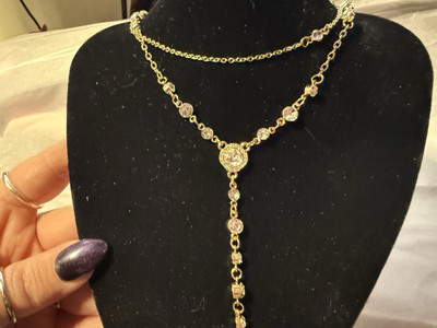 Envy Long Double Layer Necklace with Ball Details Gold main image 1