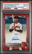 2025 Bowman Chrome - Josuar Gonzalez Red Shimmer /5 #CPA-JD Auto PSA 8