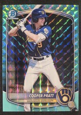 2025 Bowman Draft Cooper Pratt Chrome Aqua Geometric Refractor #/125 Brewers