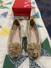Nina Girls 1M Jeanesse Ballet Flat Gold Metal Kids - Free Shipping