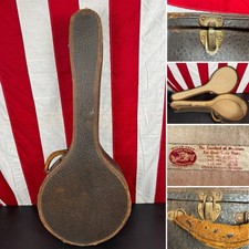 Vintage 20s 30s Antique Bulls Head Instrument Case Banjo  App 35  Tall READ