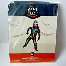 Kids Color Melt Halloween Skeleton Costume Medium Glows Under Blacklight New