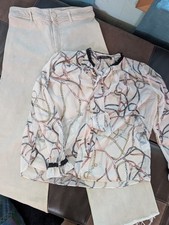 Neutralny strój kapsułkowy pakiet zestaw spodnie zara czysta bluzka jeździecki szyk