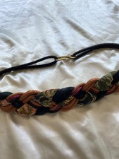 Vintage 1980s Braided Tapestry Rope Stretch Hook Waist Belt Boho