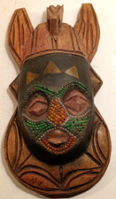 MASCHERA TRIBALE AFRICANA IN LEGNO INTAGLIATO A MANO-ARTE ETNICA