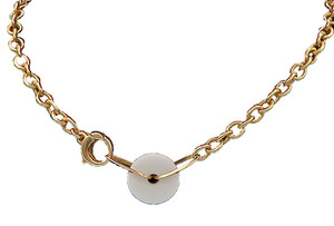 Authentic GUESS 925 Sterling Silver White Onyx Shiny Gold Plated Chain Necklace NE2930