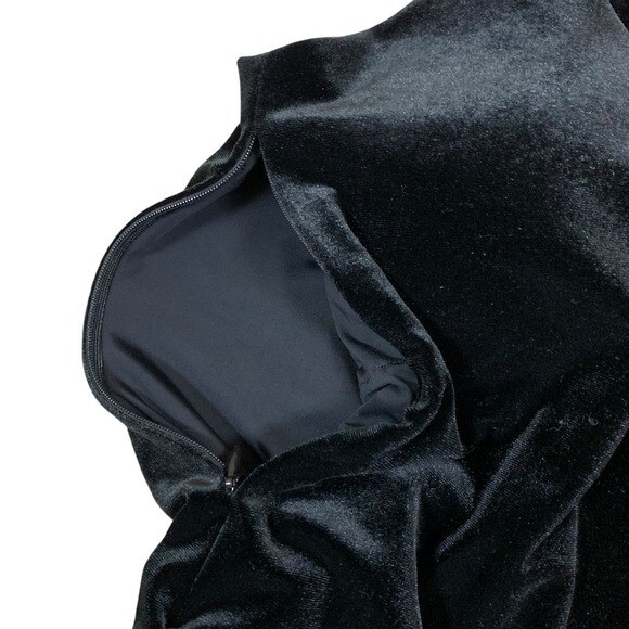 Klassy Network Black Velvet One Shoulder Ruched Mini Dress Medium Side Zip