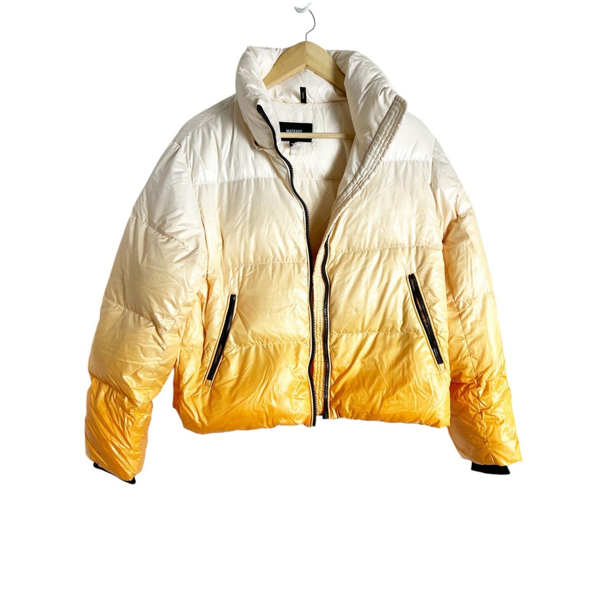 Mackage Ombré Evie Orange Down Puffer Jacket Size XS | eBay