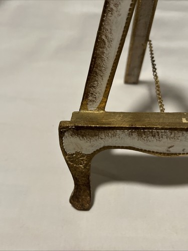 Cavalletto espositore artistico da tavolo in legno tole oro fiorentino Italia 10" - Foto 6 di 13