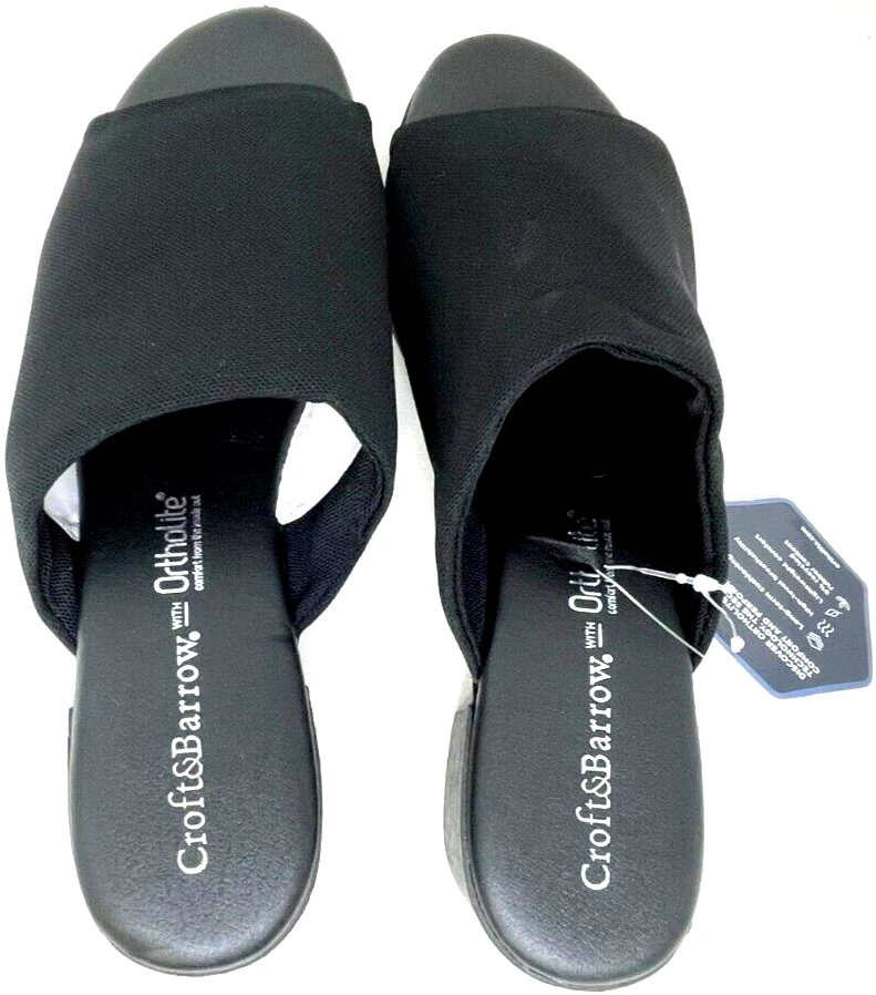 Croft & Barrow 女式 Kiosk Ortho 弹力拖鞋凉鞋黑色尺寸:6 186O — 第 3/4 张图片