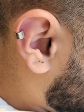 Unisex Men's Silver No Piercing Clip On Ear Cuff  Fake Cartilage Helix Earring 