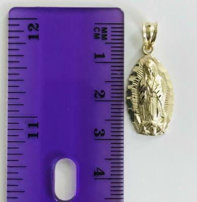 10k Gold Our Lady Of Guadalupe Charm – 3-Tone With Diamond-Cut Leaves & Pink Gold Flowers