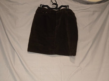 Women's LL Bean  Brown Cordueroy Skirt Brass Buttons Size XL