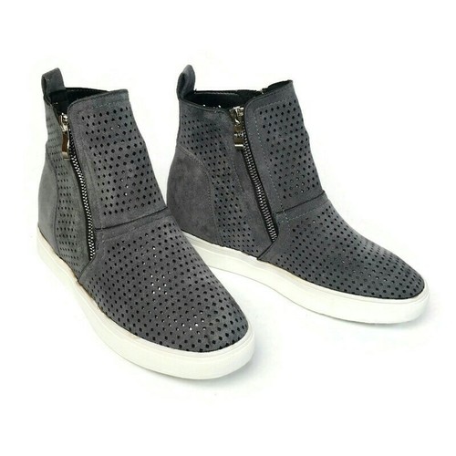 Women's Breathable Perforated Hidden Wedge Platform High Top Side Zip Sneakers - Picture 4 of 9