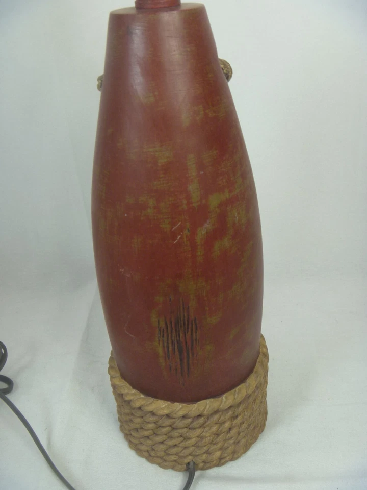 Coastal Nautical Table Lamp Burgundy w/ Rope, Shade Beach 23" Sea - Image 4 of 4