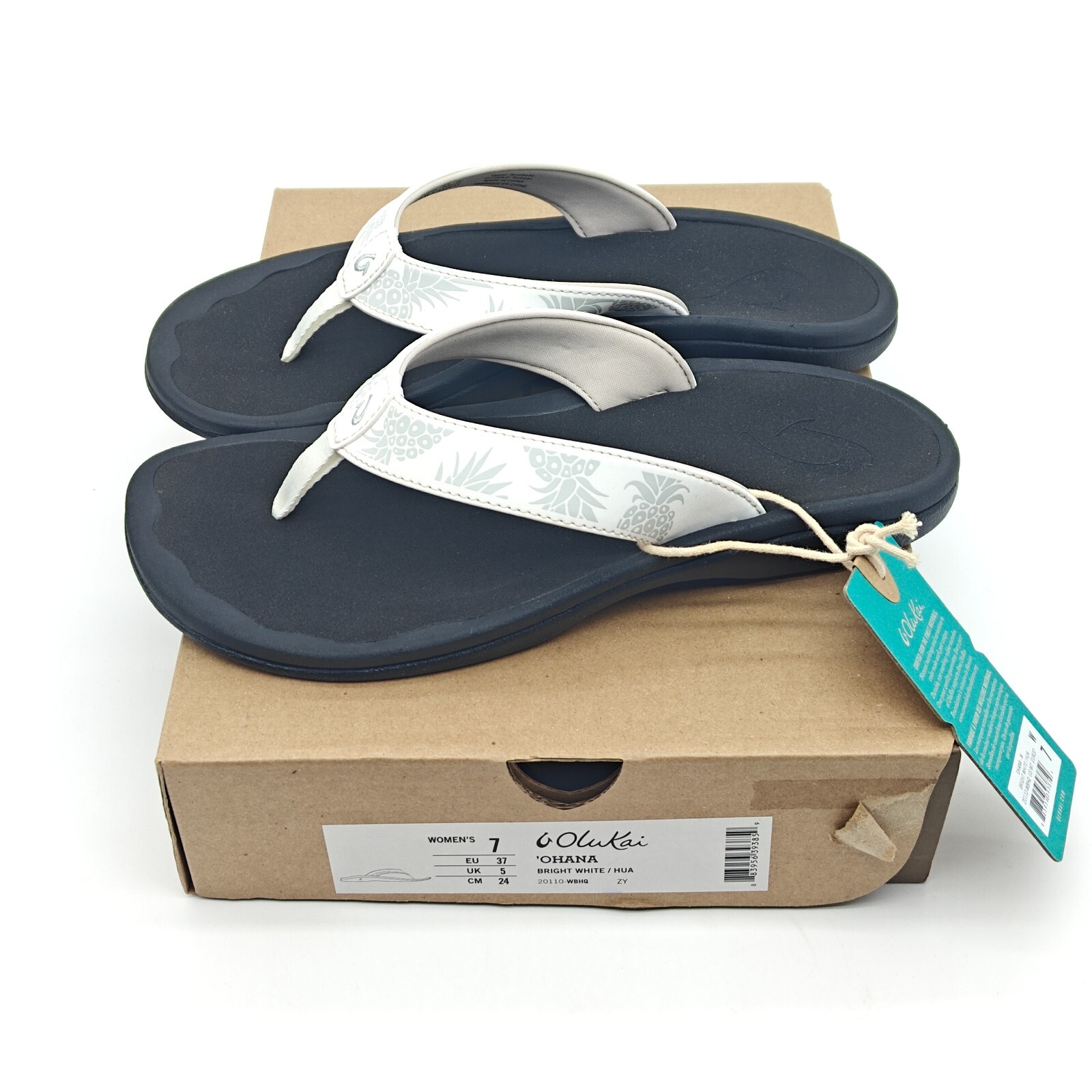 OluKai Ohana Women White Sandals with Arch Support Flip Flop Size 7-9