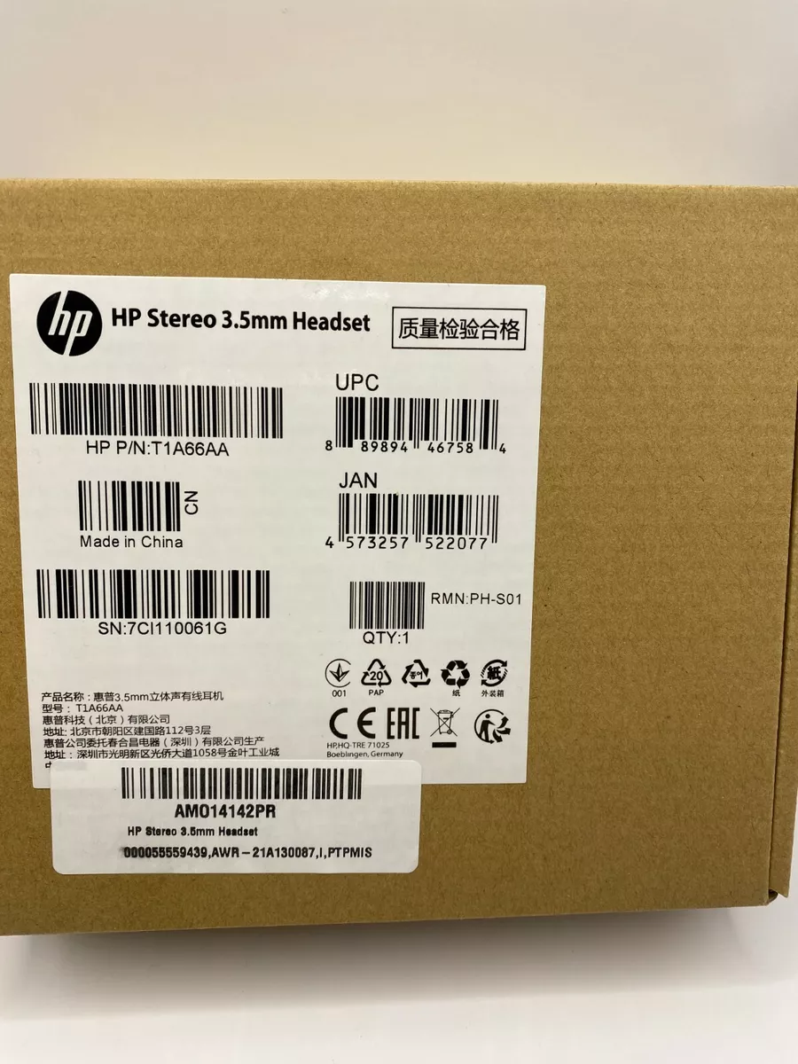 HP Stereo 3.5mm Headset T1A66AA NEW