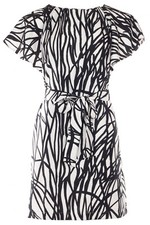 Dress white with black stripes with a wing Size 2, 4, 6, 8, 10 US Fashionable