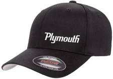 Plymouth Muscle Cars Logo Embroidered Side Panel Flexfit 6277 Baseball Hat Cap