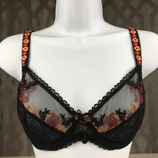 Ruby Pink KEIA Sexy Lingerie Sheer w/ Embroidered Lace Underwire Bra  Black 1022