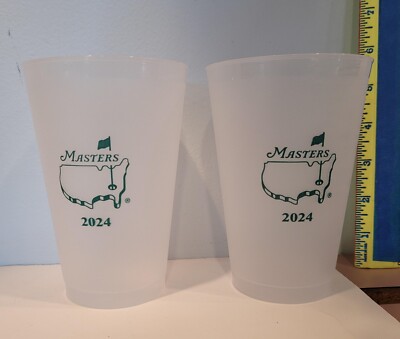 2024 THE MASTERS  Golf Tournament PLASTIC CUPS Set of 2 ~ 16 Oz AUGUSTA NATIONAL