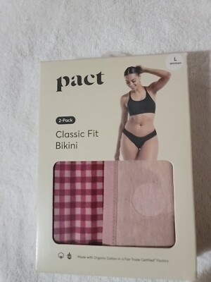 Pact Women's 2-pack Classic Fit Bikini Size ''L'' Made With Organic Cotton 