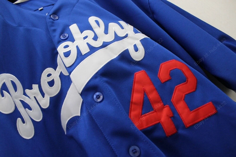 Retro 50'S Jackie Robinson #42 Brooklyn Type Baseball Jersey Sewn Custom  XS-4XL