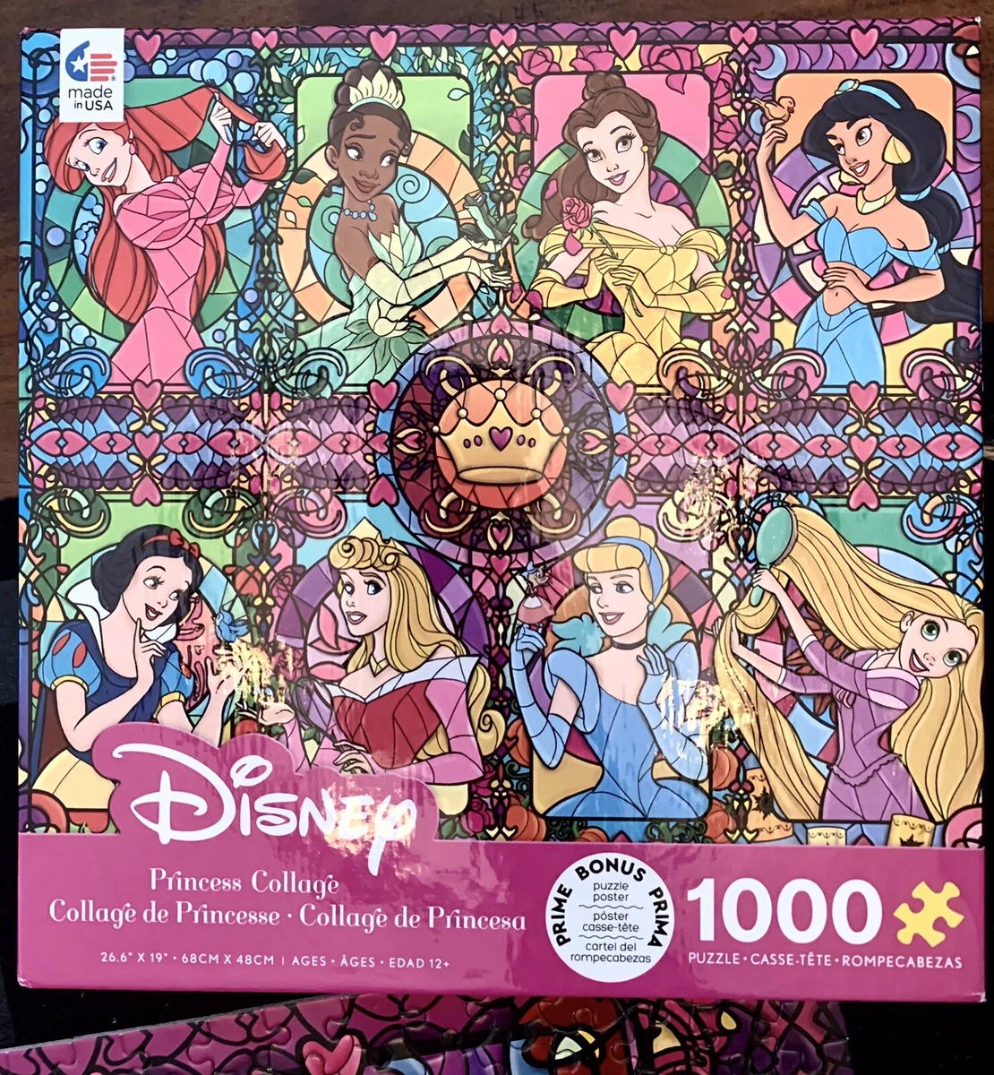 Disney Princess Puzzle 1000 Pieces Jigsaw Multi colored Stained Glass  Collage