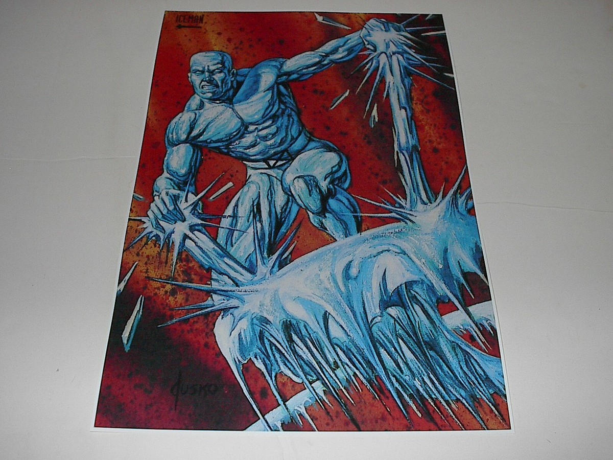 MARVEL COMICS X-MEN ICEMAN POSTER PIN UP JOE JUSCO NEW. | eBay