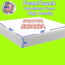 High Density FoamTouch Upholstery Foam Cushion 6" X 24" X 24" - free shipping