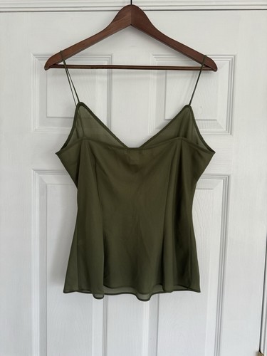 Harold’s 100% Silk Tank Top Camisole Size 14 Green Cami Capsule Sexy Boho Soft - Picture 2 of 5