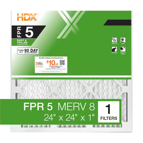 HDX 12 in. x 30 in. x 1 in. Standard Pleated Air Filter FPR 5, MERV 8 HDX 12 in. x 30 in. x 1 in. Standard Pleated Air Filter FPR 5, MERV 8