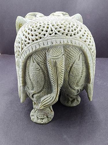 Feine handgeschnitzte Elefant Statue schöne Handkunst Seifenstein 2 Gr. - Bild 19 von 34
