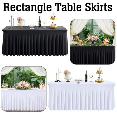 6 Fuß Weiß Schwarz Polyester Rechteck Tischdecke Tuch Hochzeit Geburtstag Party