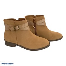 BOOTIES Girls Size 7 Land's End Girls Boots Ankle Wrap Tan New 