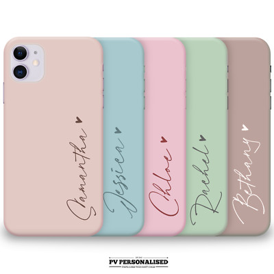 Personalisierte Handyhülle für iPhone 11 12 13 15 16 14 Name Pastell Silikon Cover