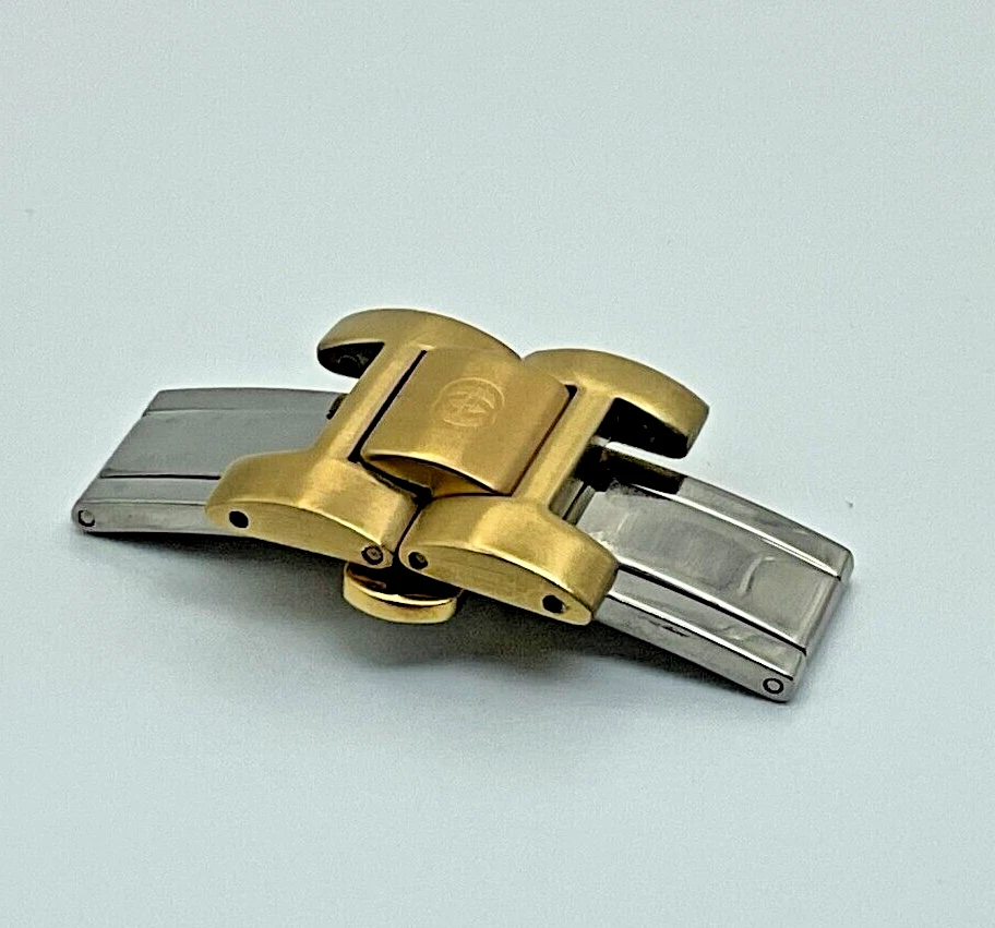 BOUCLE DE DÉPLOIEMENT DE MONTRE GUCCI ORIGINALE 18 MM AVEC MAILLONS POUR BRACELET JAUNE 9200 M