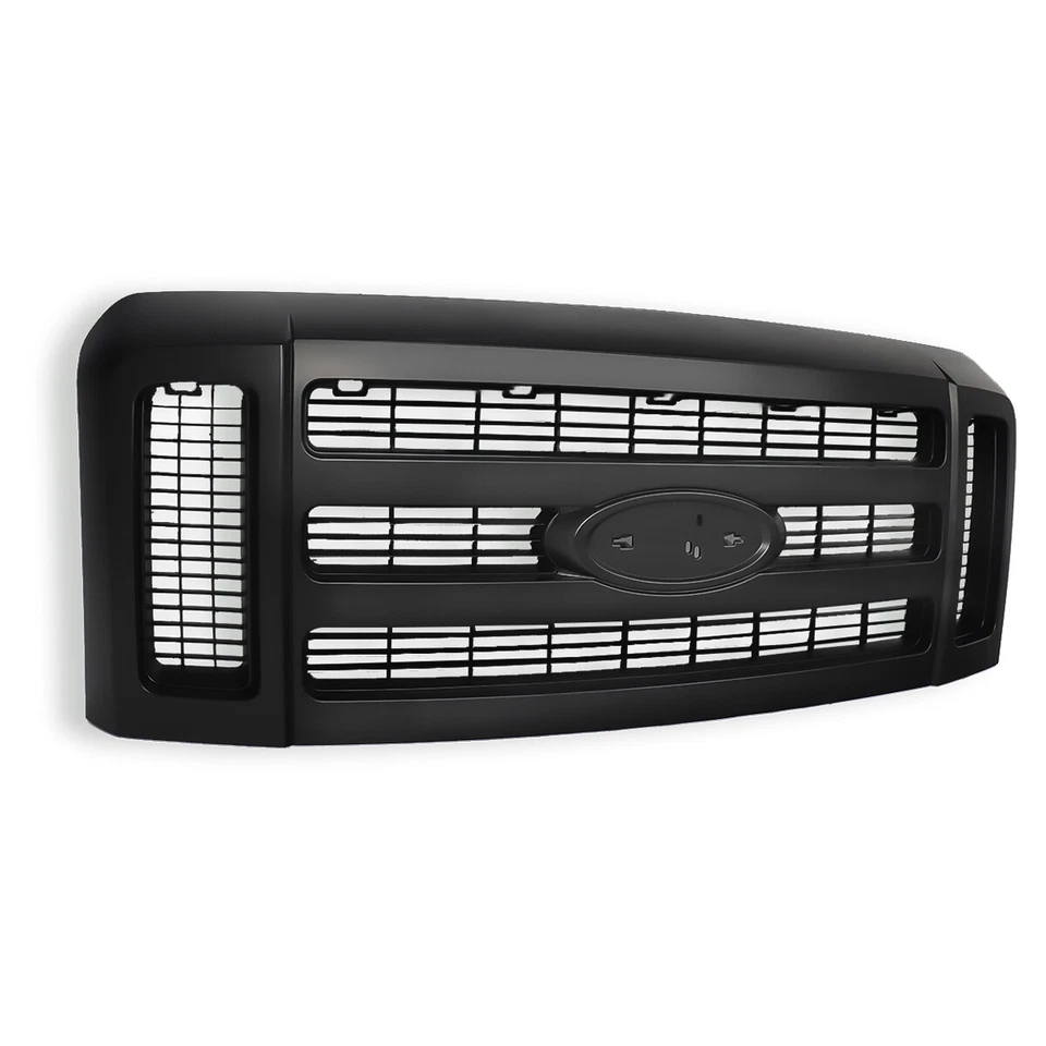 For 2008-10 Ford F250 F350 F450 F550 Super Duty XLT Matte Black Grille Assembly Foto 3 de 4