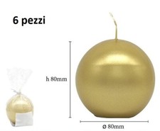 x Set 6 Pezzi Candela Sferica Sfera Oro Metallizzato 8cm dfh