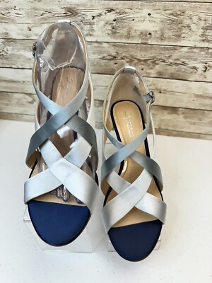 Imagine Vince Camuto Devin Blue Deluxe Satin Heels Shoes Size