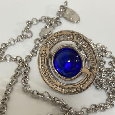 Vivienne Westwood Necklace Tiny Orb Blue Multistone w/drawstring