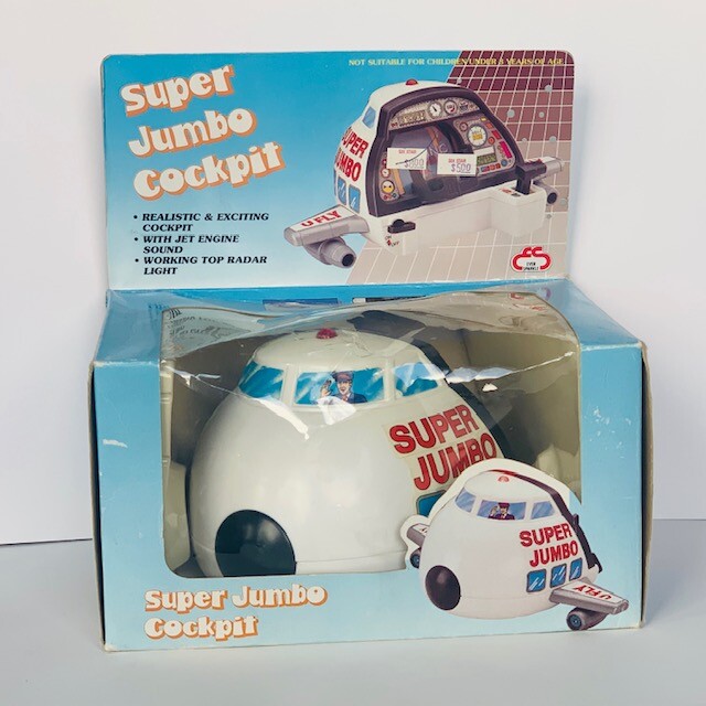 Super Jumbo Cockpit Airplane toy vtg nib box Japan plane jet Ever