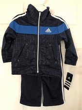 ADIDAS NWT 2PC Boys Jacket Zip Top Pants Track Suit Blue DNA Warm Up 12 18 24