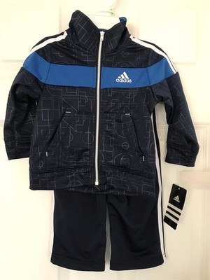 ADIDAS NWT 2PC Boys Jacket Zip Top Pants Track Suit Blue DNA Warm Up 12 18  24